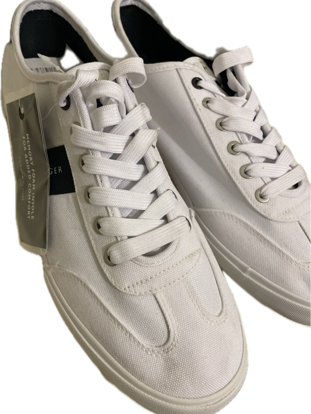 Tommy Hilfiger White and Navy Low-Top Men’s Sneaker Size 10 w-Spot - Picture 2 of 13